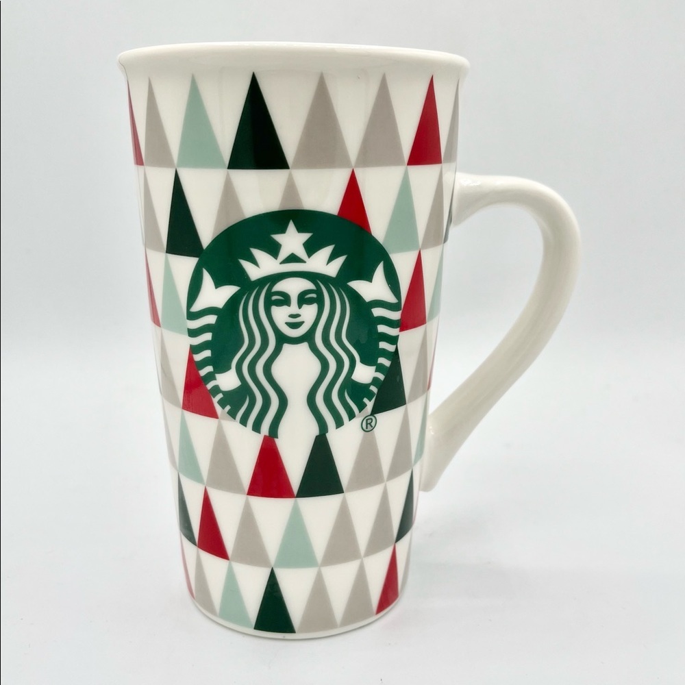 Starbucks Latte Coffee Mug 16 oz Christmas Tree Holiday EUC